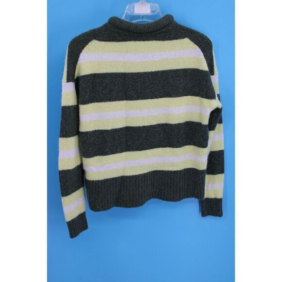 Madewell Striped Fulton Pullover Sweater Roll Neck Top Small Yellow Wool MA756 - Picture 4 of 6
